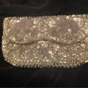 Vintage Silver Sequin Clutch